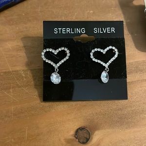 Sterling Silver Heart Dangling Earrings